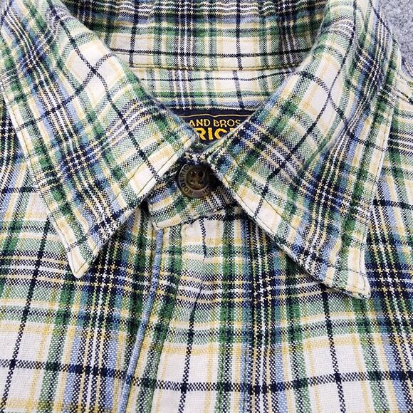 Woolrich Shirt Mens Medium Navy Mini Plaid Woven Short Sleeve Casual Button Up - Picture 9 of 16
